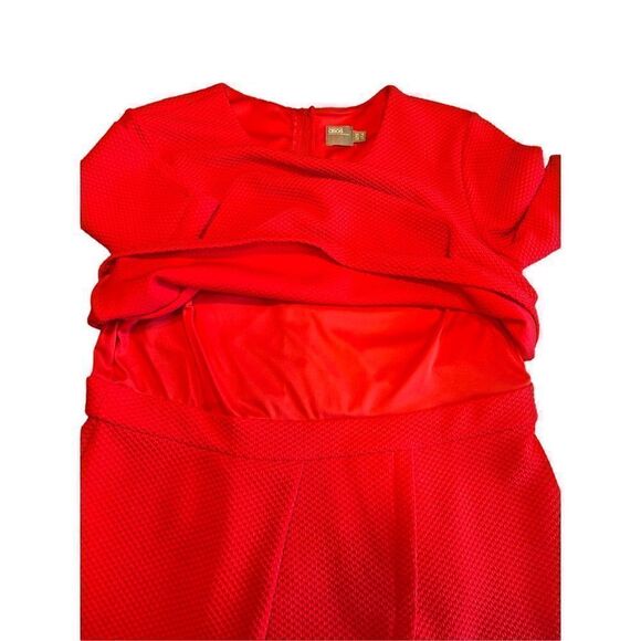 ASOS 14 Red Double Layered Wiggle textured dress shirt sleeve pencil slit skirt - Picture 7 of 8